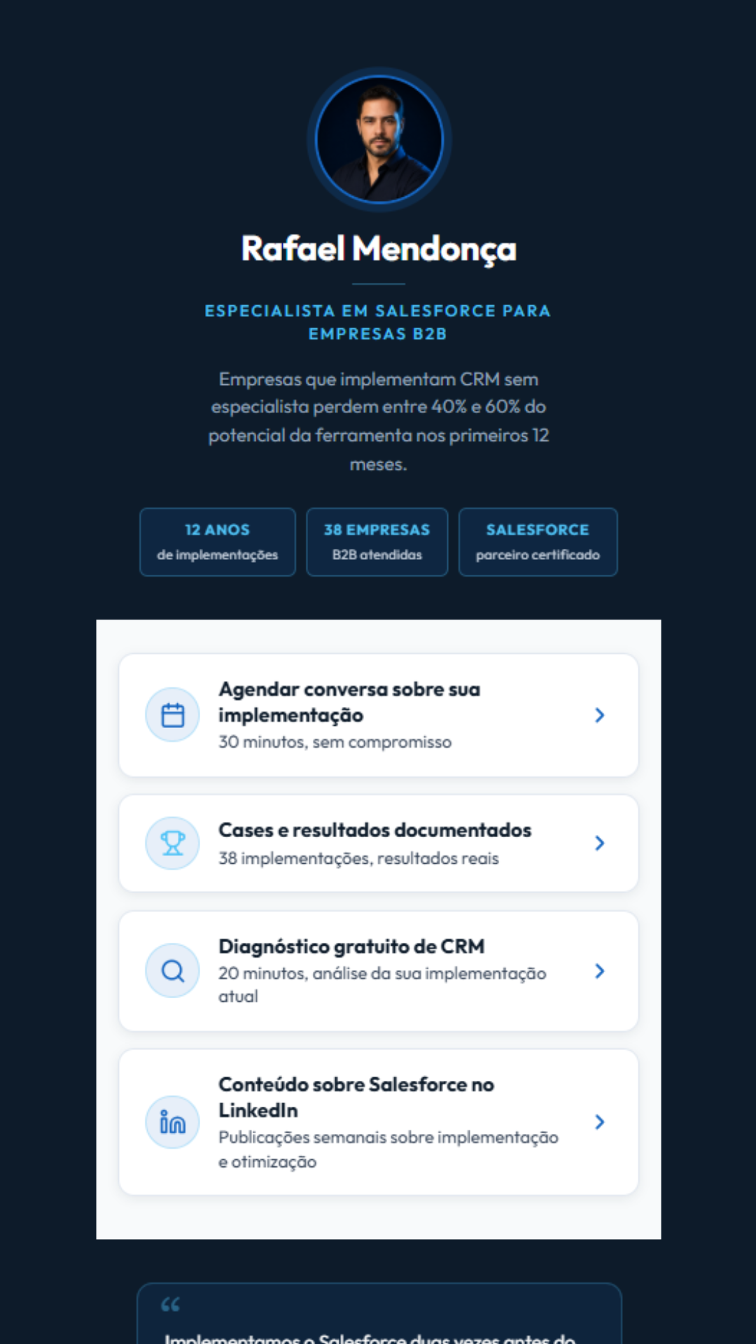 Link da bio — Investimentos